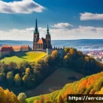 보헤미아와 모라비아의 차이 - A panoramic view of Bohemia’s rolling hills during autumn, showcasing gently undulating green and go...